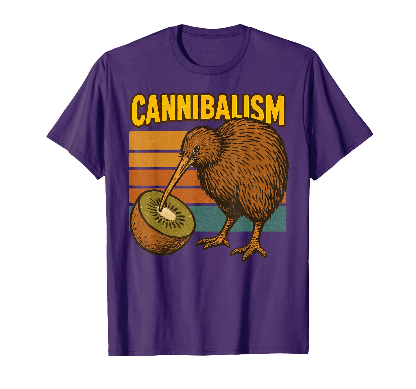 Funny Kiwi Bird Eating Kiwi Cannibalism Retro Dad Joke T-Shirt