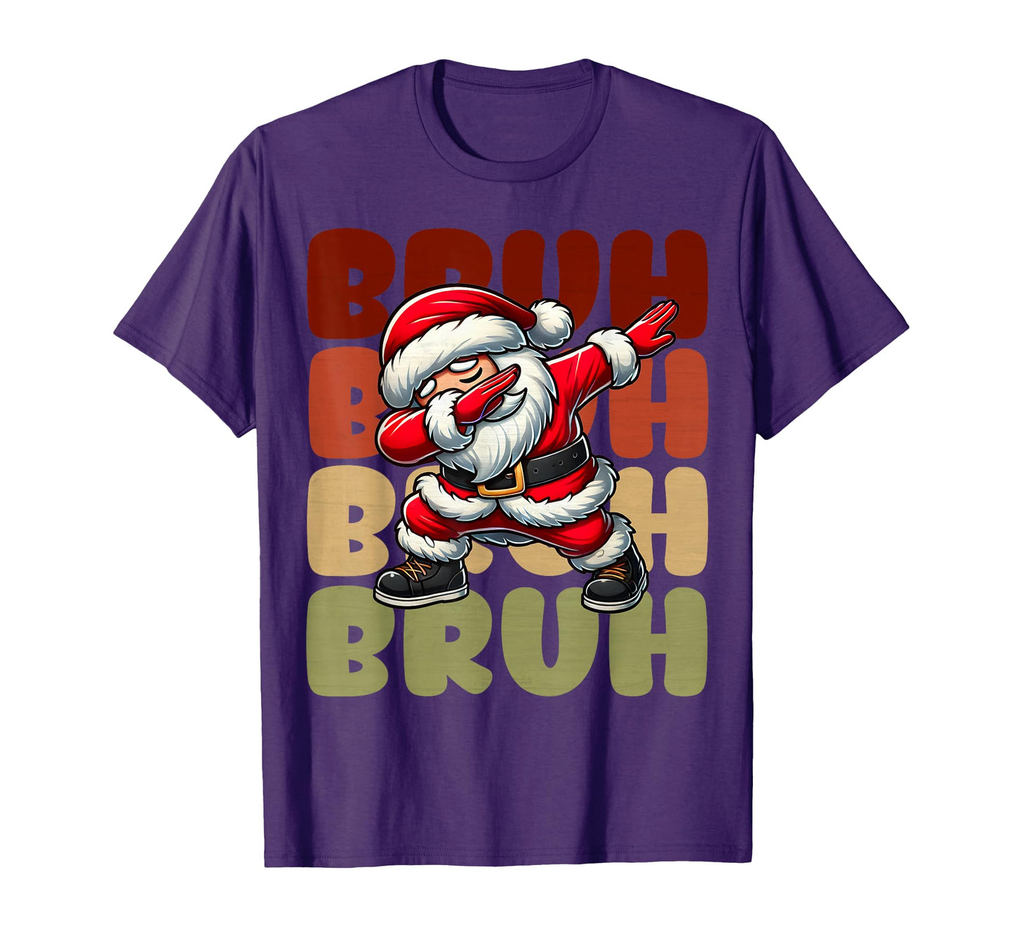 Bruh Christmas Funny Dabbing Santa Claus Kids Boys Xmas T-Shirt