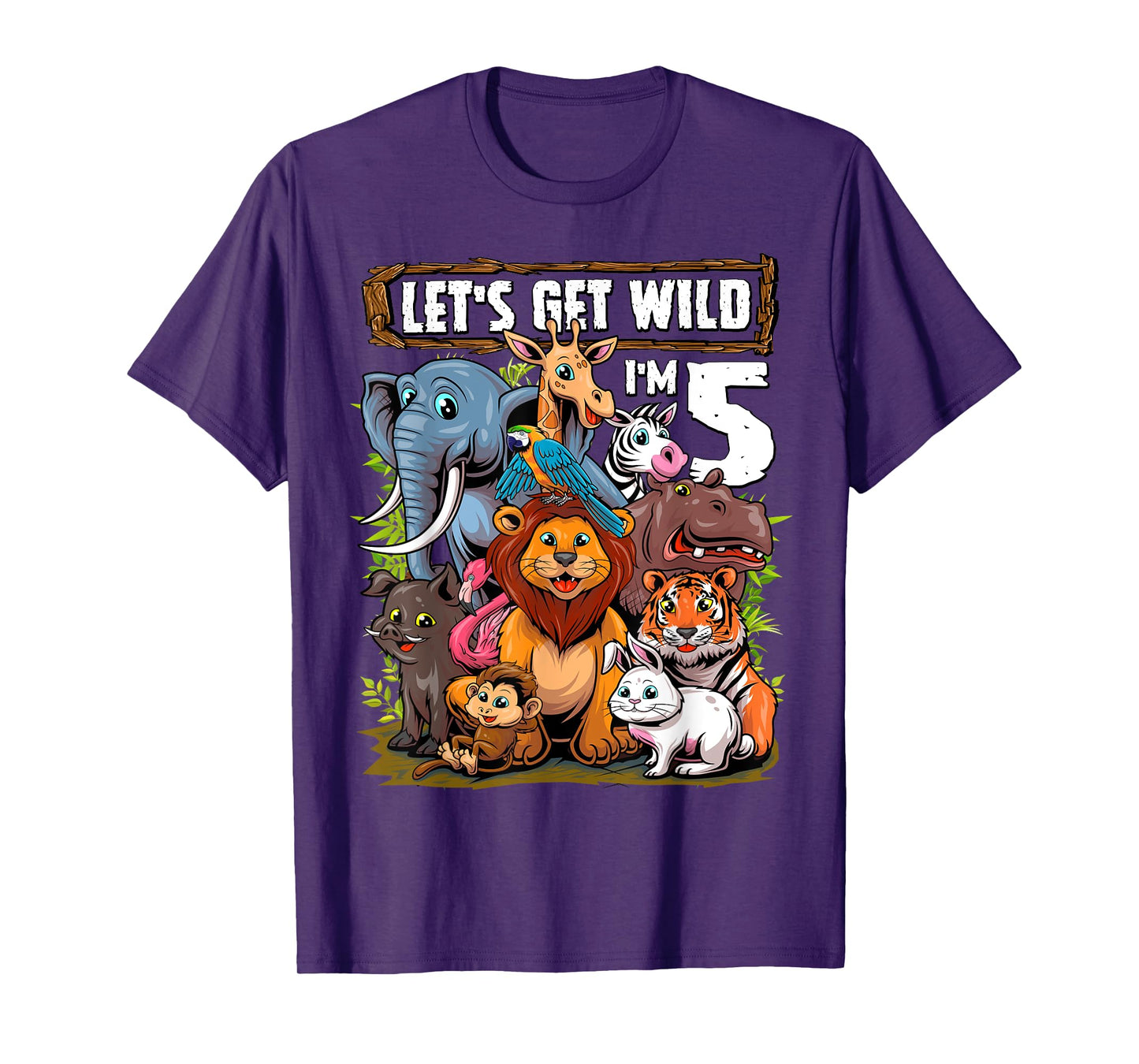 5 Year Old Zoo Birthday Safari Jungle Animals 5th Birthday T-Shirt