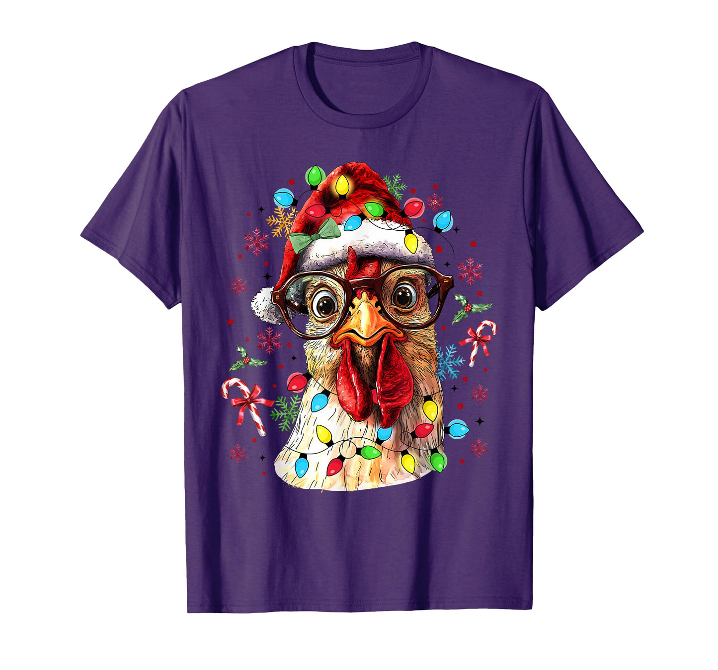 Christmas Lights Chicken Santa Funny Xmas Tree Chicken T-Shirt