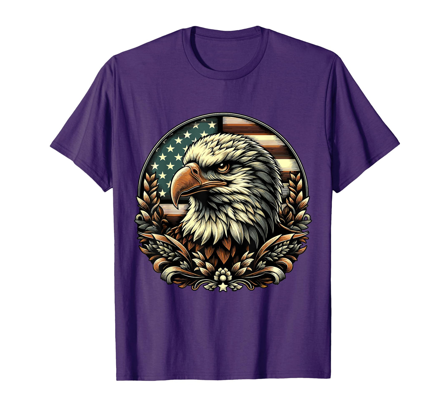 Vintage American Bald Eagle 4th of July USA Flag T-Shirt