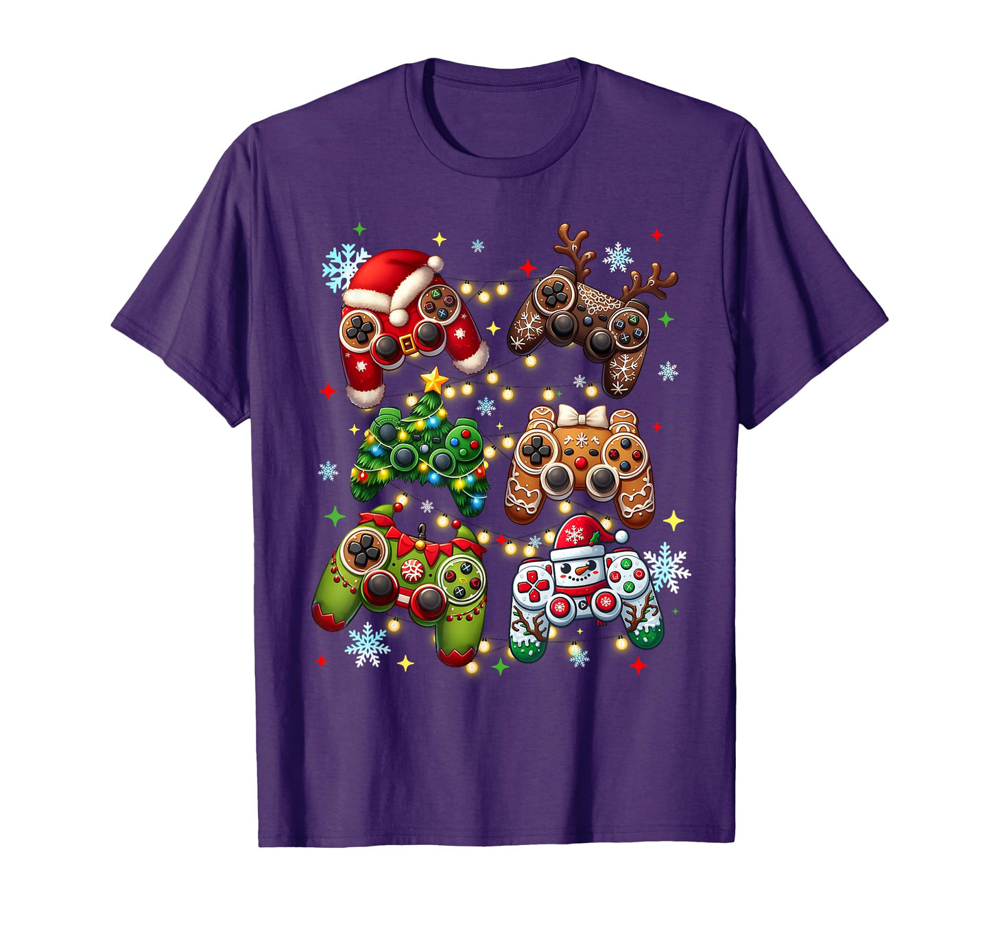 Boys Christmas Shirt Santa Elf Gaming Controllers Gamer Xmas T-Shirt