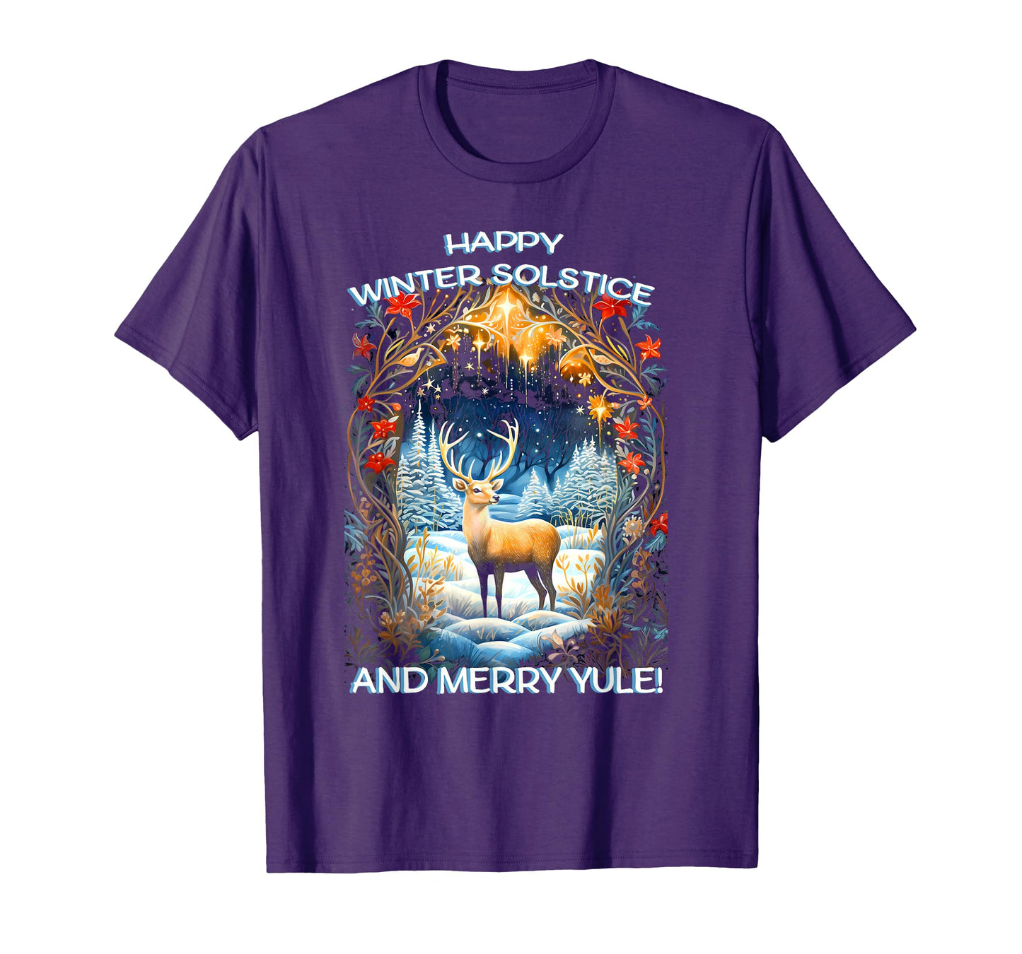 Merry Solstice Happy Yule Christmas Bird Nordic Xmas Graphic T-Shirt
