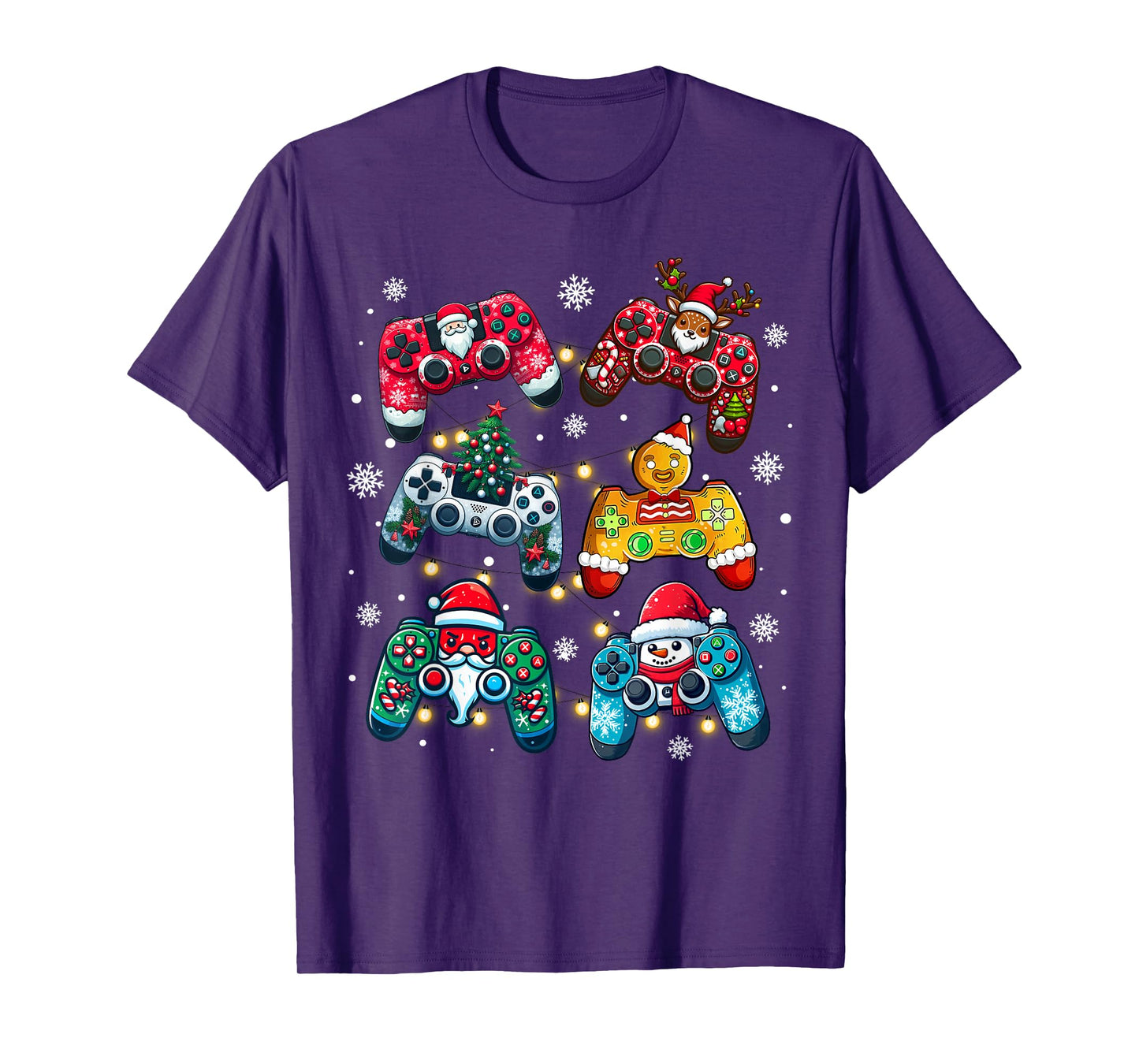 Boys Christmas Shirt Santa Elf Gaming Controllers Gamer Xmas T-Shirt