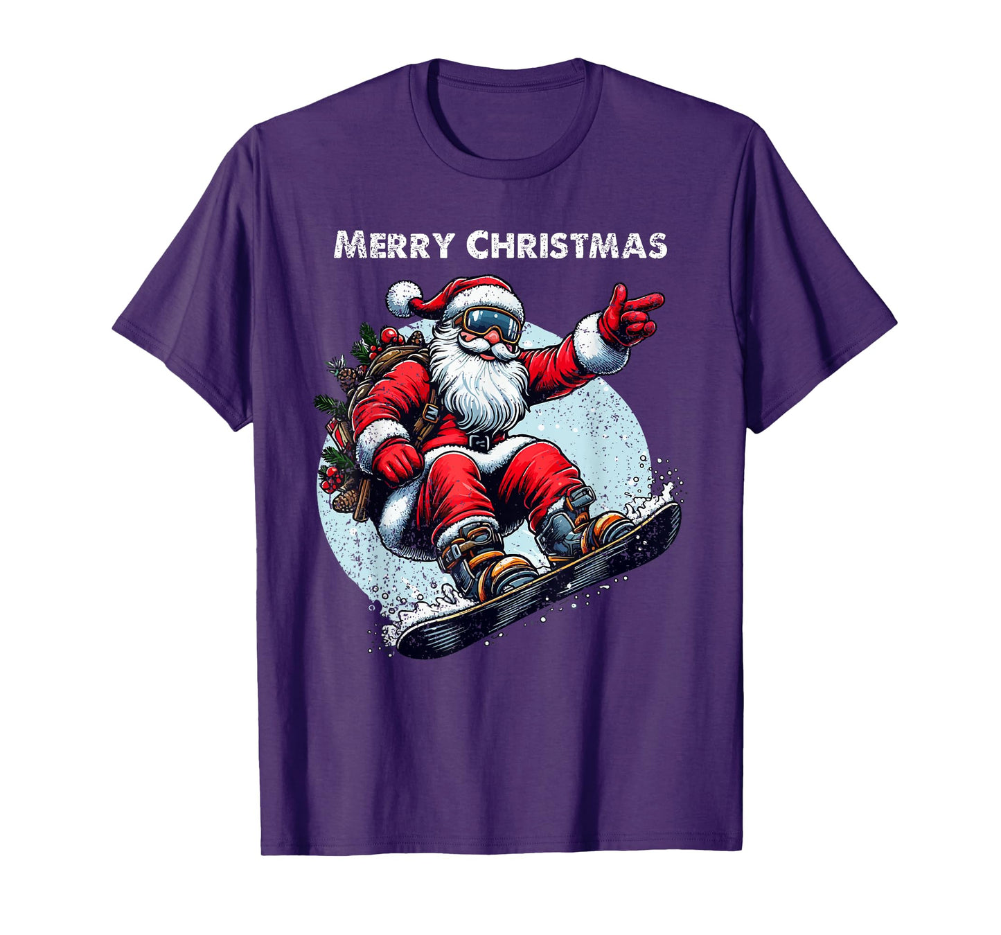 Santa Claus Snowboarding Merry Christmas Winter Holiday Xmas T-Shirt