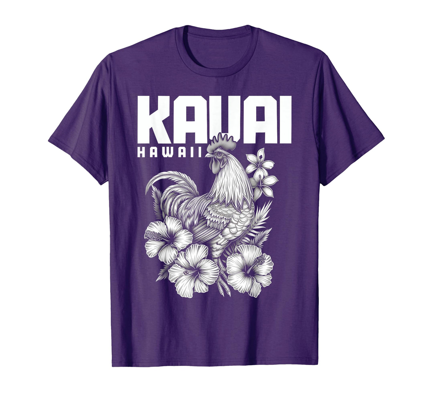 We Love Kauai Hawaii Kauai Hawaii Chicken Hawaiian Hibiscus Flowers Vintage Black T-Shirt