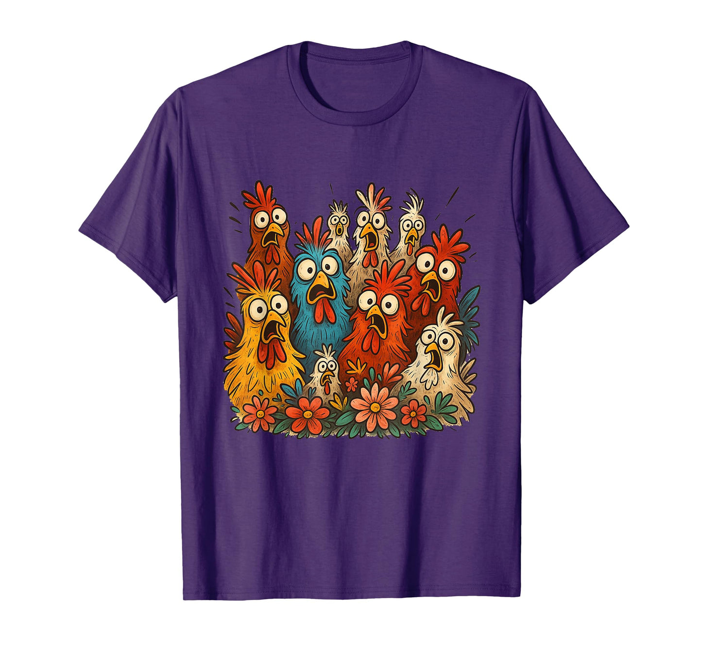Funny Family Design Crazy Colorful Chicken Art Men Women T-Shirt