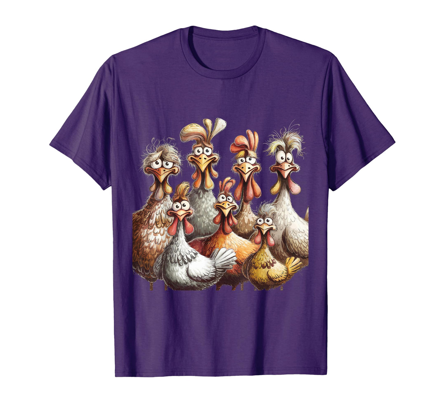 Colorful Funny Chicken Art, Crazy Chicken Family T-Shirt