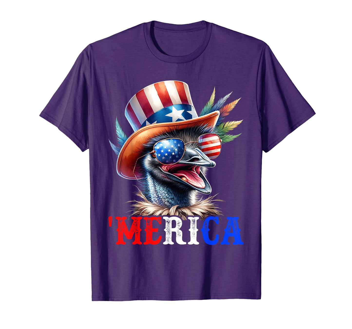 Merica Emu Patriotic 4th of July Funny Men Women T-Shirt
