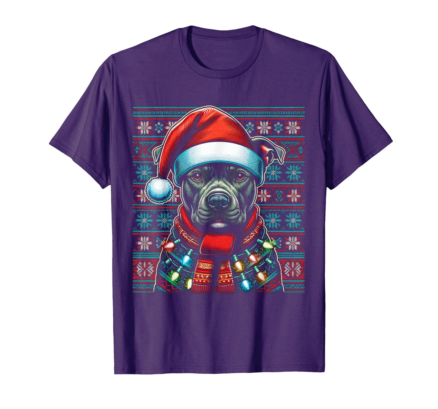 Christmas Pit bull Xmas Pit Bull Mom Dog Lover Santa Womens T-Shirt