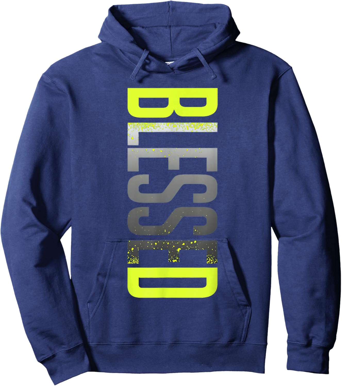 Neon Yellow Black Cool Grey Graphic Match T-Shirt Hoodie - Hoodie | Navy