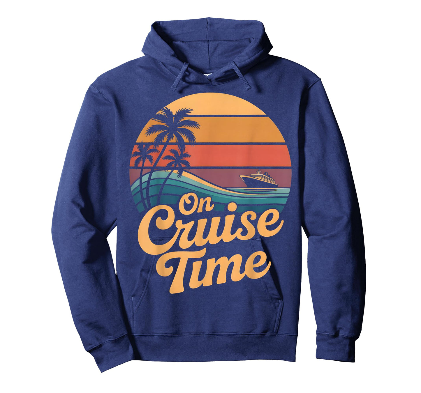 Retro On Cruise Time Summer Vacation Outfits for Women Men T-Shirt - Hoodie | Navy