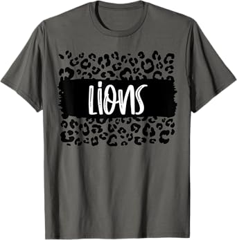 Lions Team Mascot School Spirit Game Night Leopard Print T-Shirt