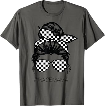 Racing mom Messy Bun Racer Race Mother's Day T-Shirt