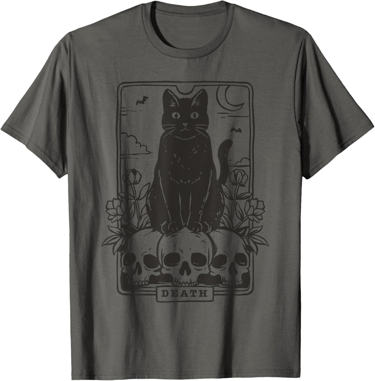 Tarot Card Death Black Cat Occult Satanic Mystical Cat T-Shirt