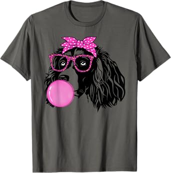 English Springer Spaniel with bubble gum bandana glasses T-Shirt