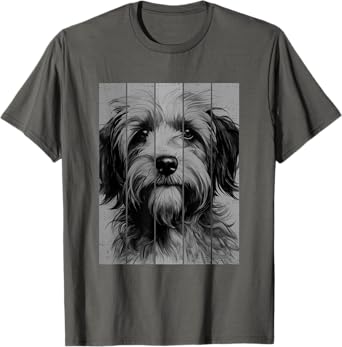 Cool Tibetan Terrier Portrait Black And White Style T-Shirt