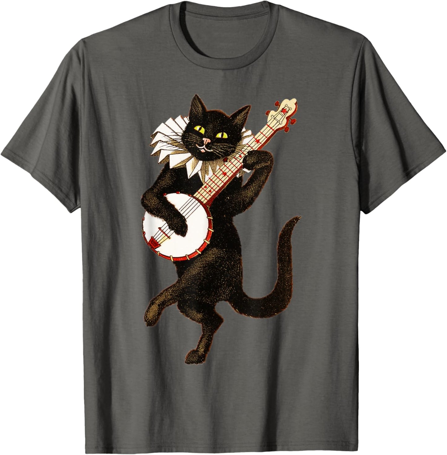 Vintage Silly Weird Cat Playing Banjo Country Cat Lover T-Shirt
