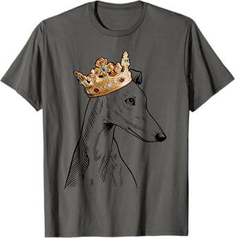 Greyhound Dog Wearing Crown Men Women Kids T-Shirt