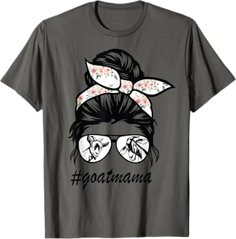 goat mama Messy Bun goat mom messy bun hair glasses T-Shirt