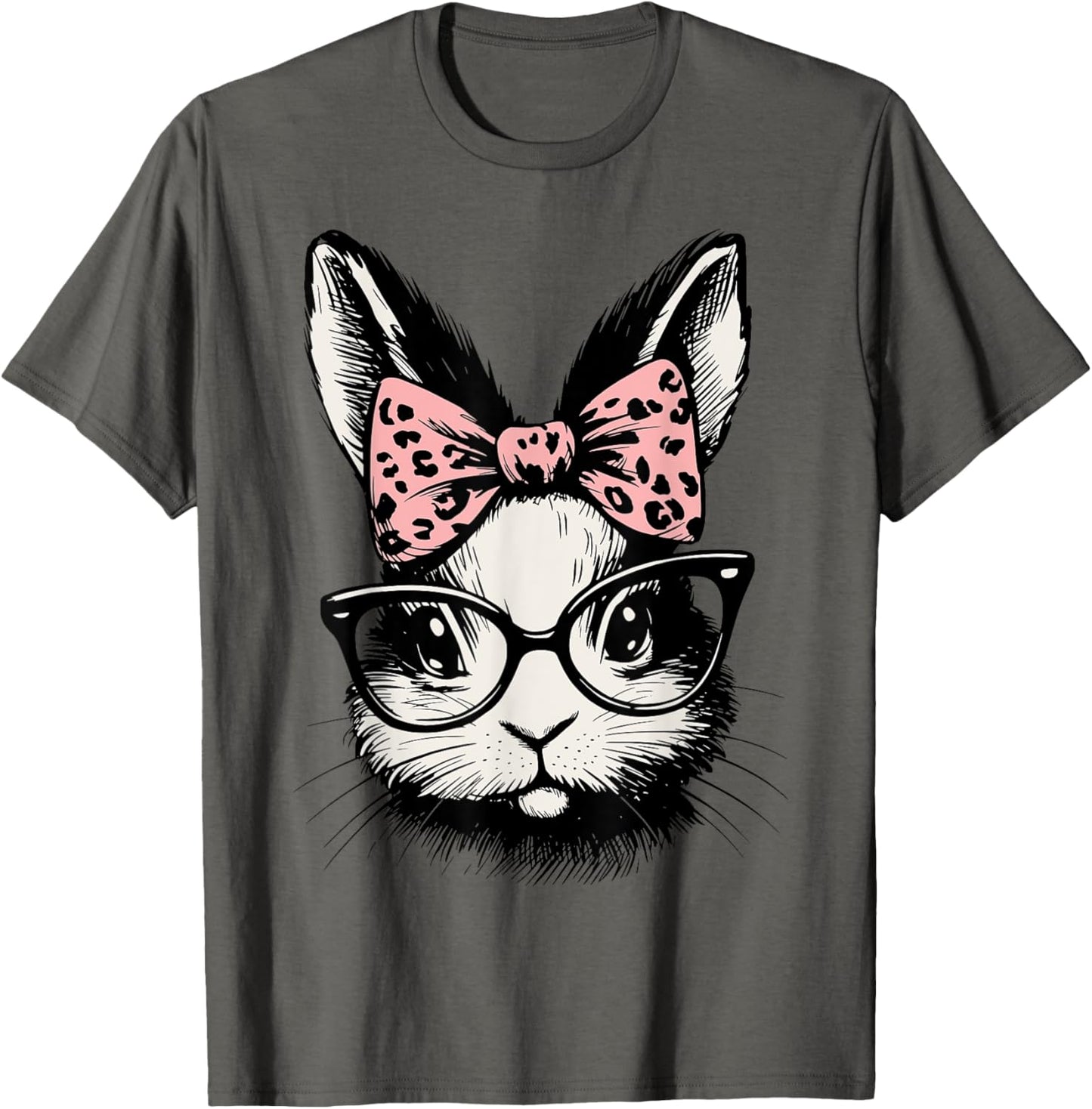 Funny Bunny Women's Girl's Cute Rabbit Graphic Leopard Print T-Shirt