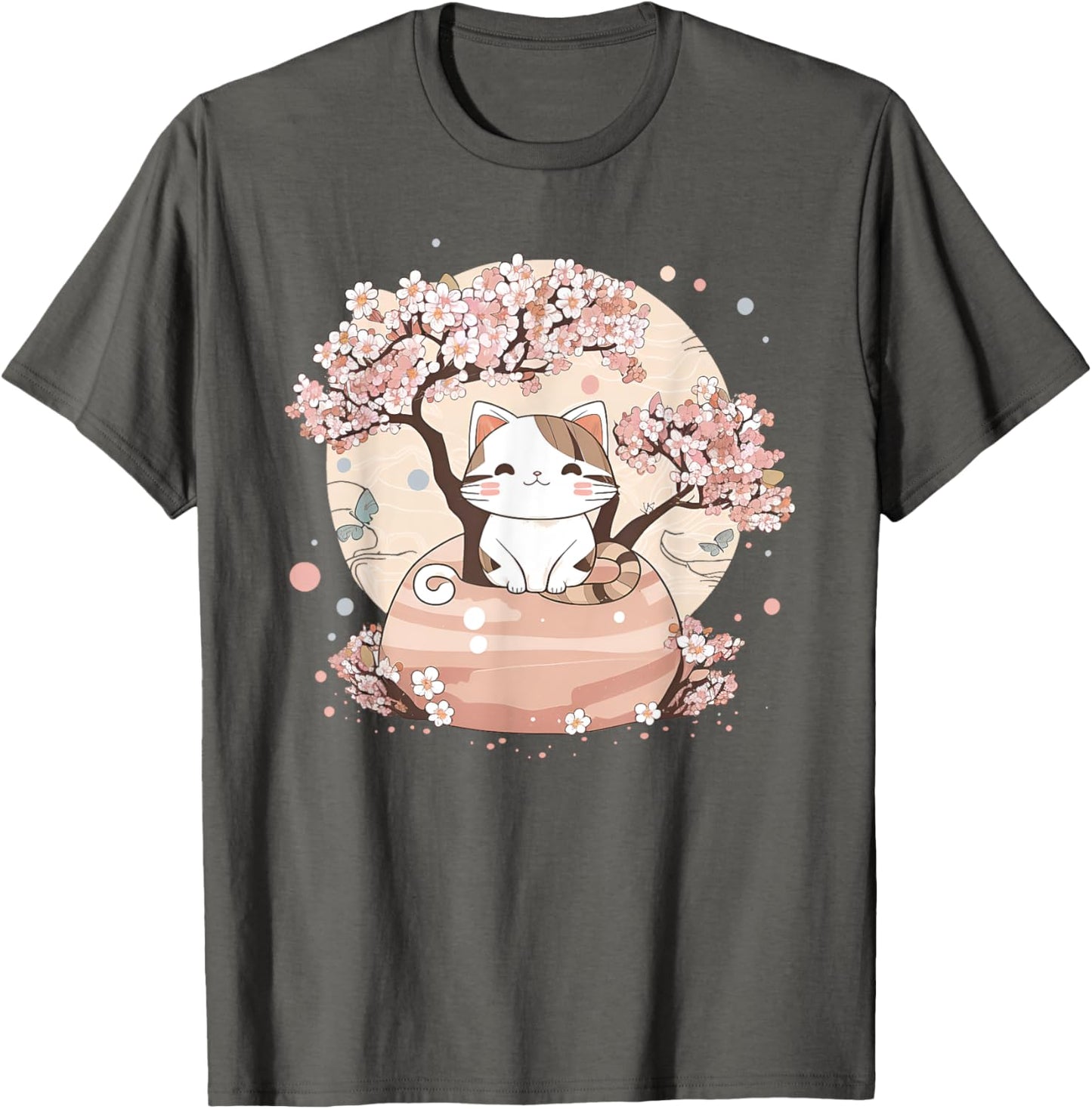 Cherry Blossom Tree Cat Japanese Aesthetic Vaporwave Anime T-Shirt