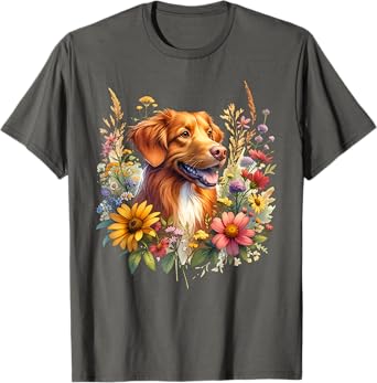 Nova Scotia Duck Tolling Retriever Dog Summer Wildflowers Men Women Kids T-Shirt