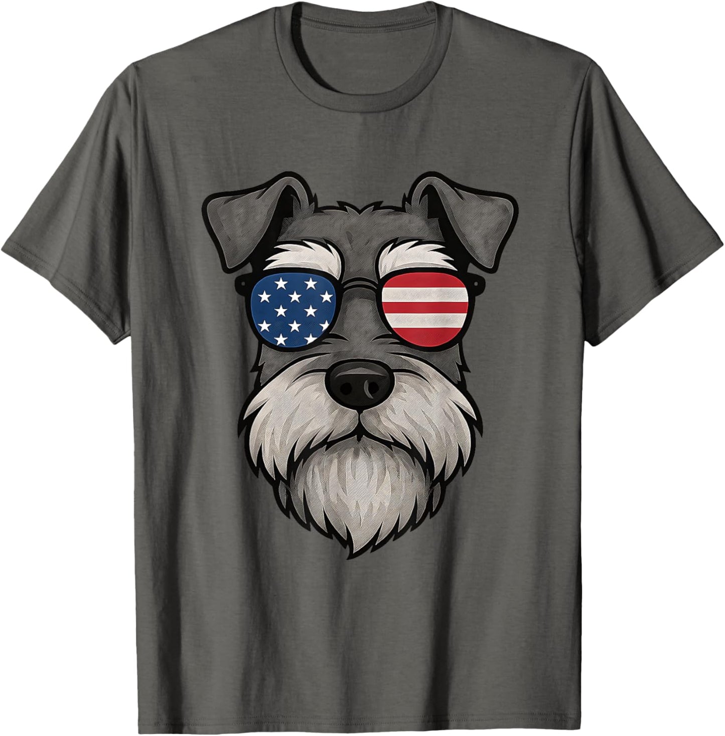 Cute Mini Schnauzer Dad Dog Fathers Day USA Flag 4th of July T-Shirt
