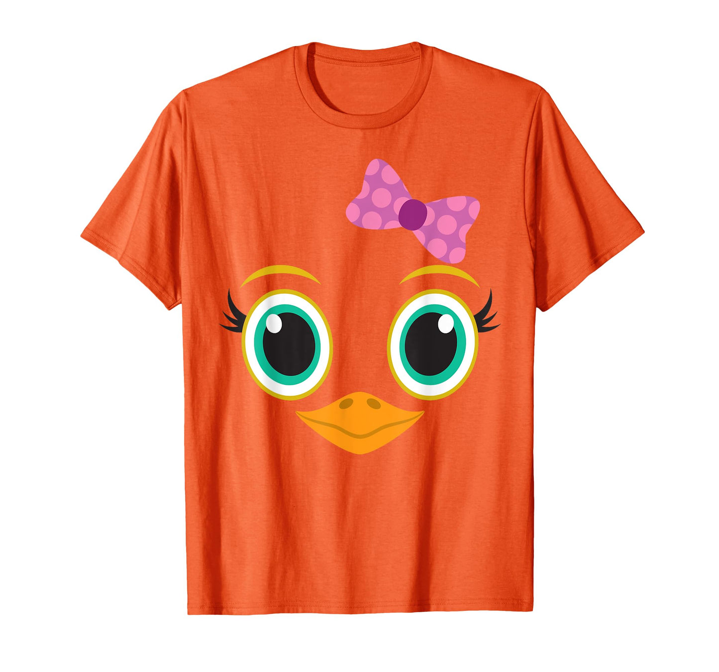 Funny Halloween Costume for Girls w/ Bow - Cute Chick Face T-Shirt