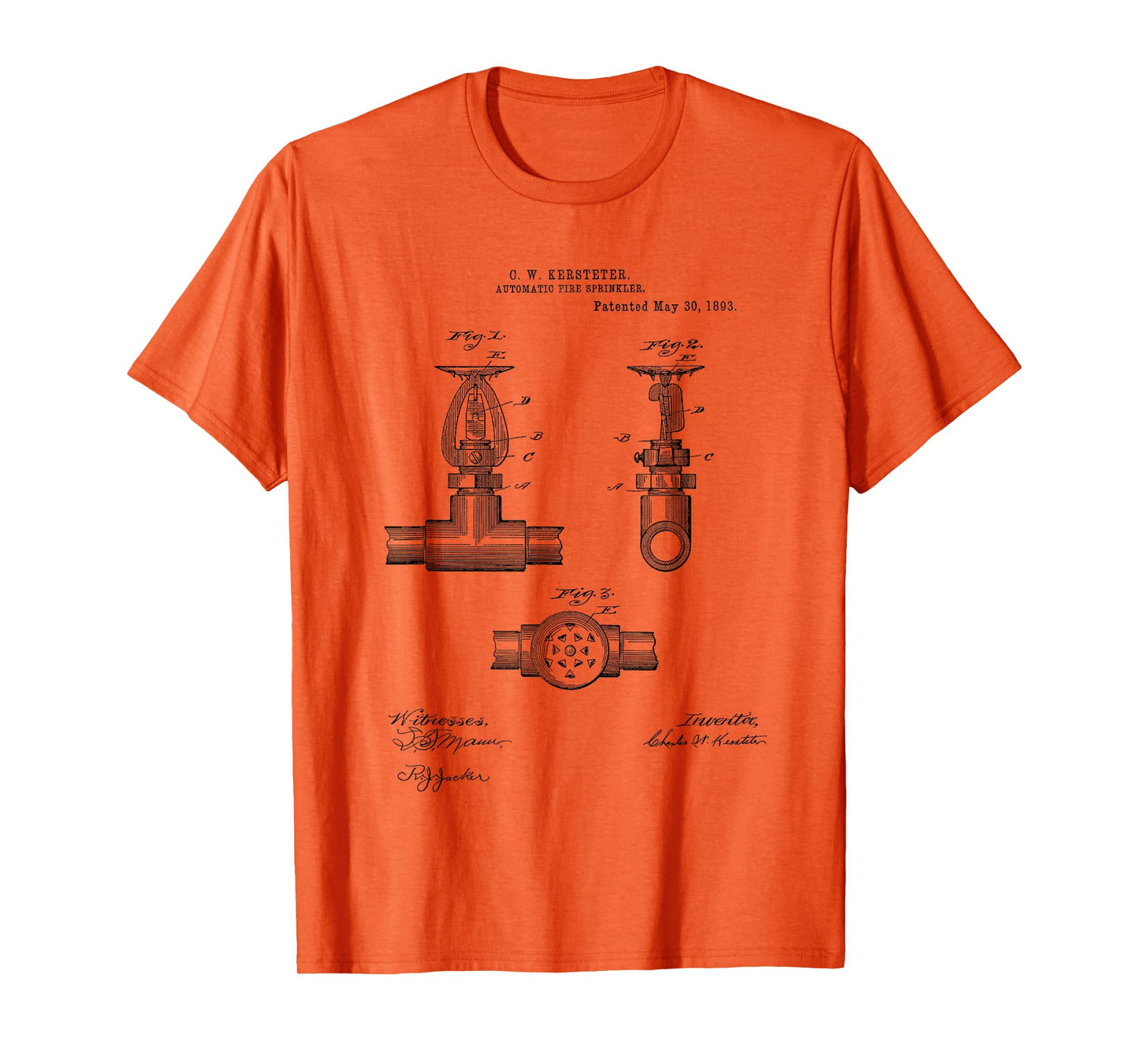 Fire Sprinkler Vintage Patent Hand Drawing Funny Novelty T-Shirt