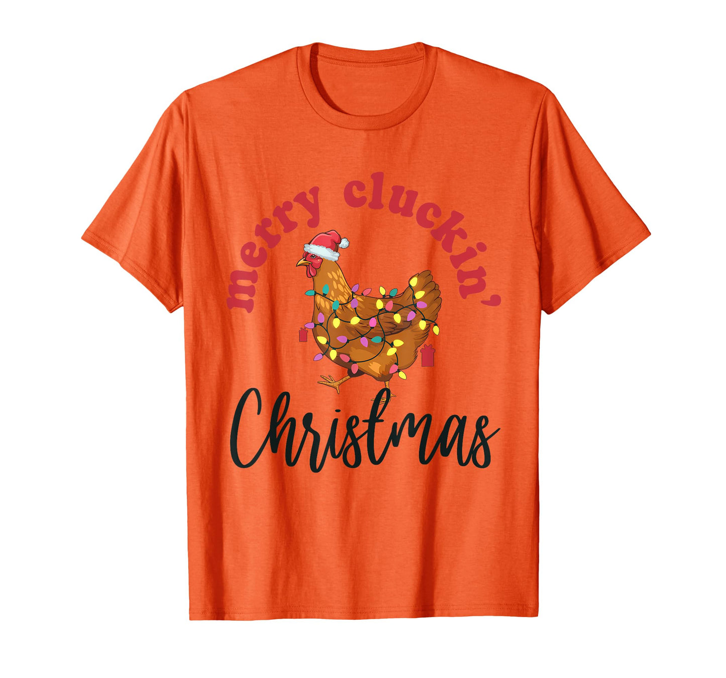 Merry Cluckin' Christmas Funny Chicken Santa Xmas Lights T-Shirt