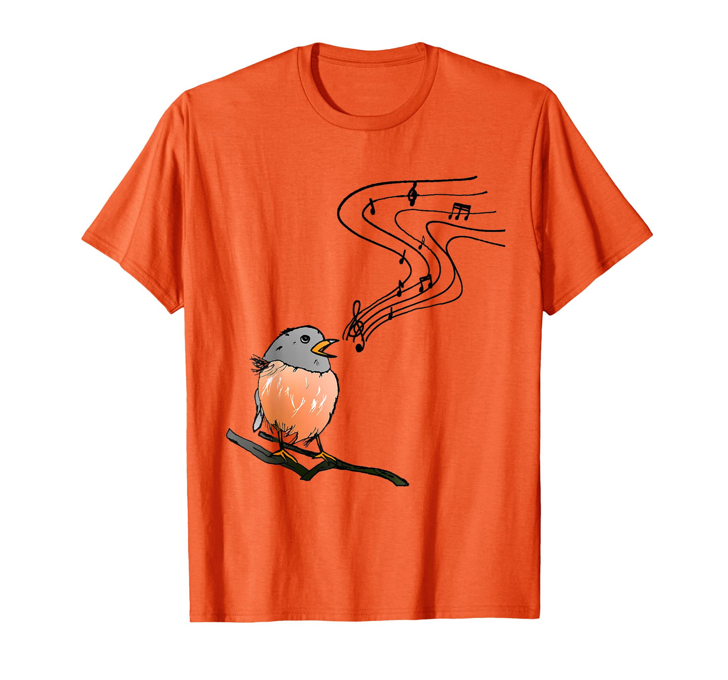 Singing bird music notes European robin bird watching T-Shirt