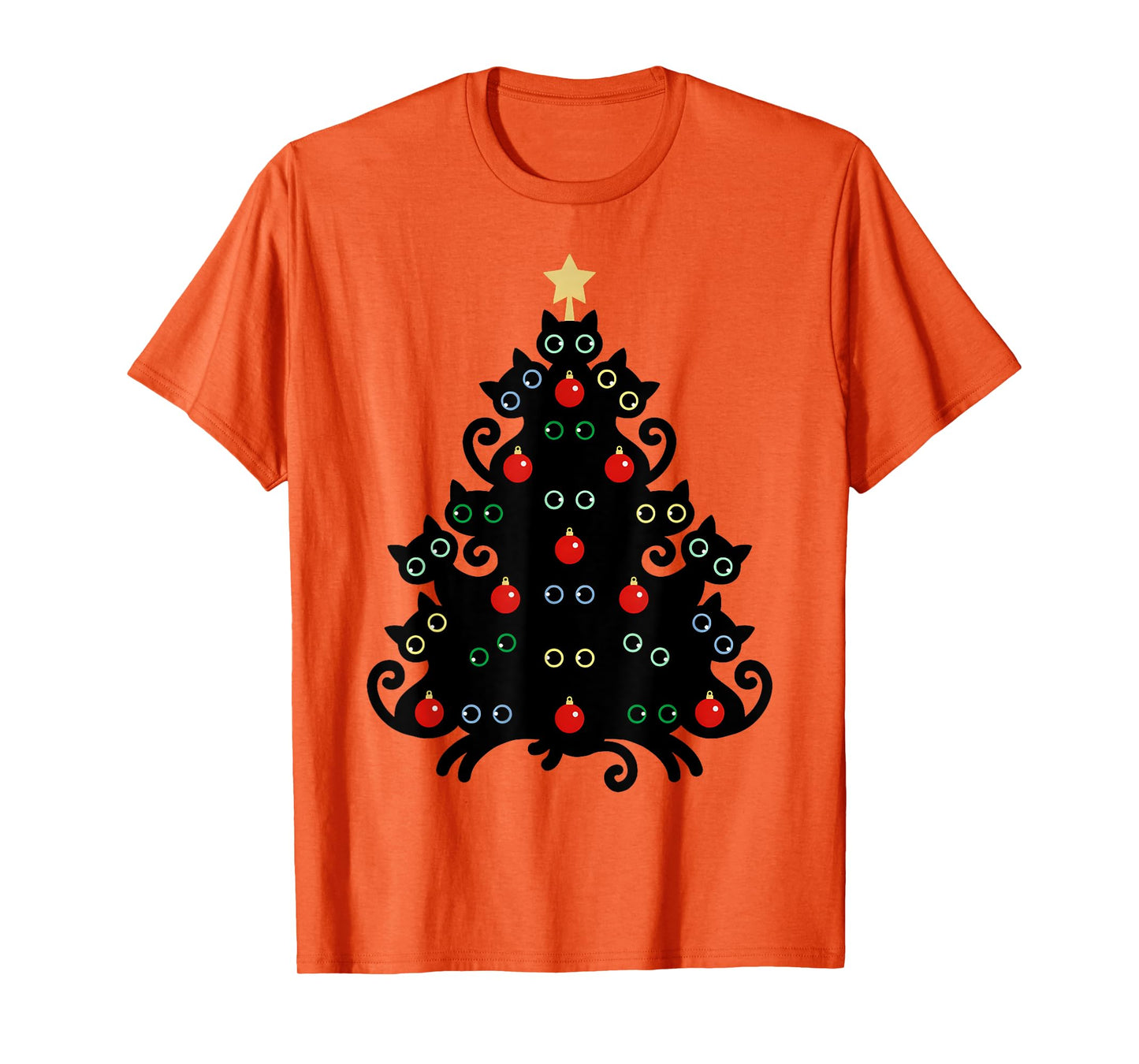 Cat Christmas Tree X-Mas Holiday Kitten Funny Black Cats Men Women Kids T-Shirt