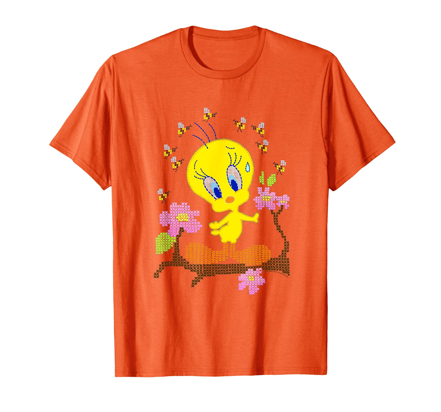 WB100 Looney Tunes Tweety Bird Easter Floral Stitch T-Shirt