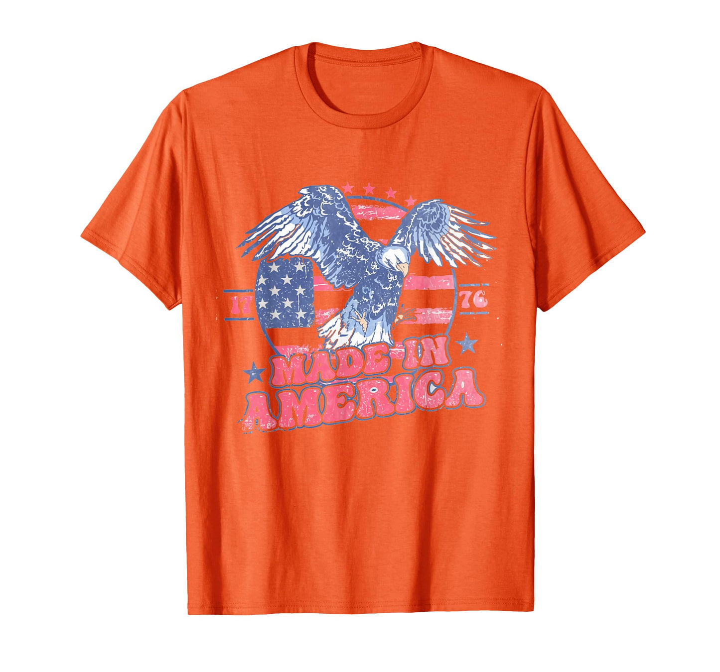 Women Retro Made In America 4th Of July Eagle Patriotic T-Shirt