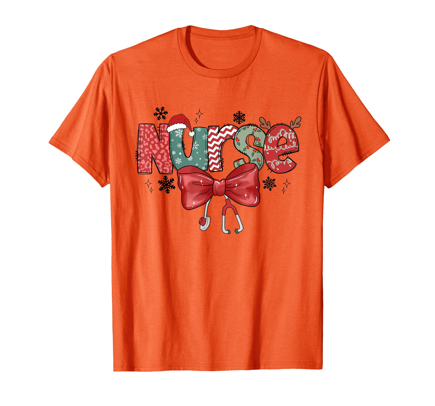 Christmas Nurse Coquette Bow Stethoscope Nursing Xmas Pjs T-Shirt