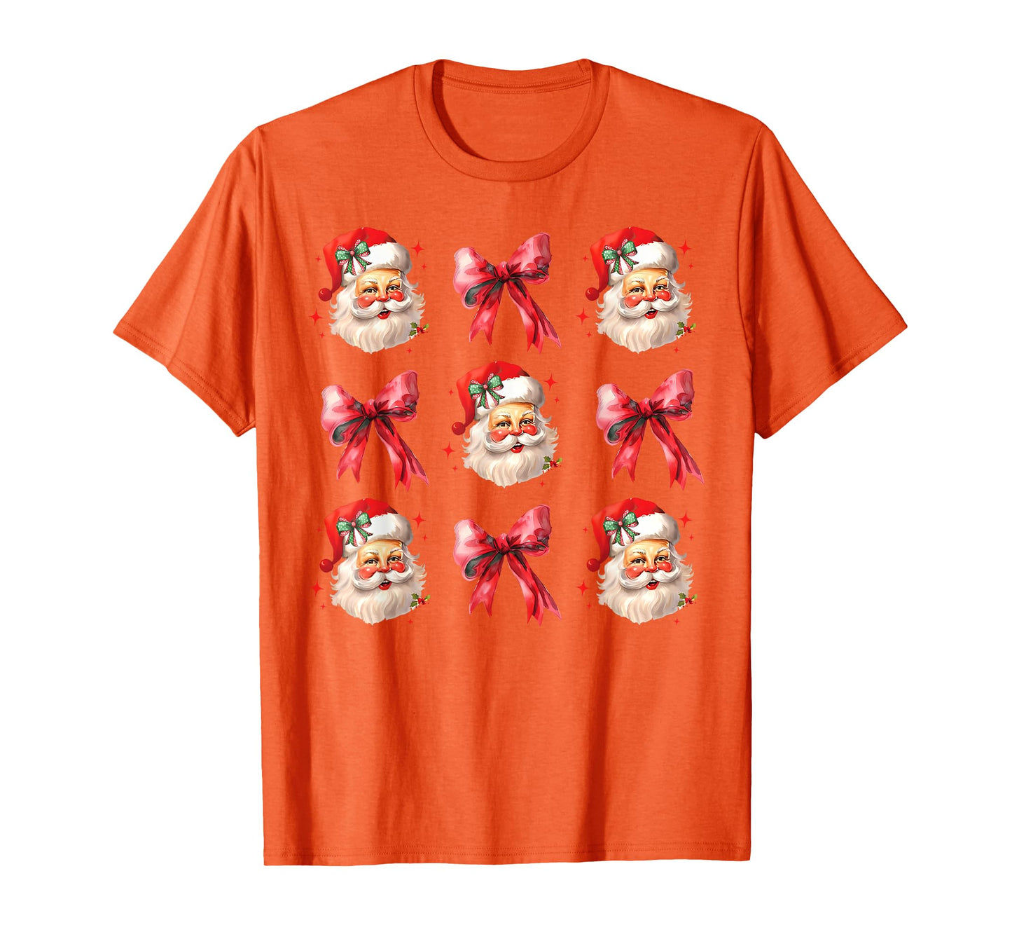 Retro Coquette Santa Red Bows Christmas For Women Girl T-Shirt