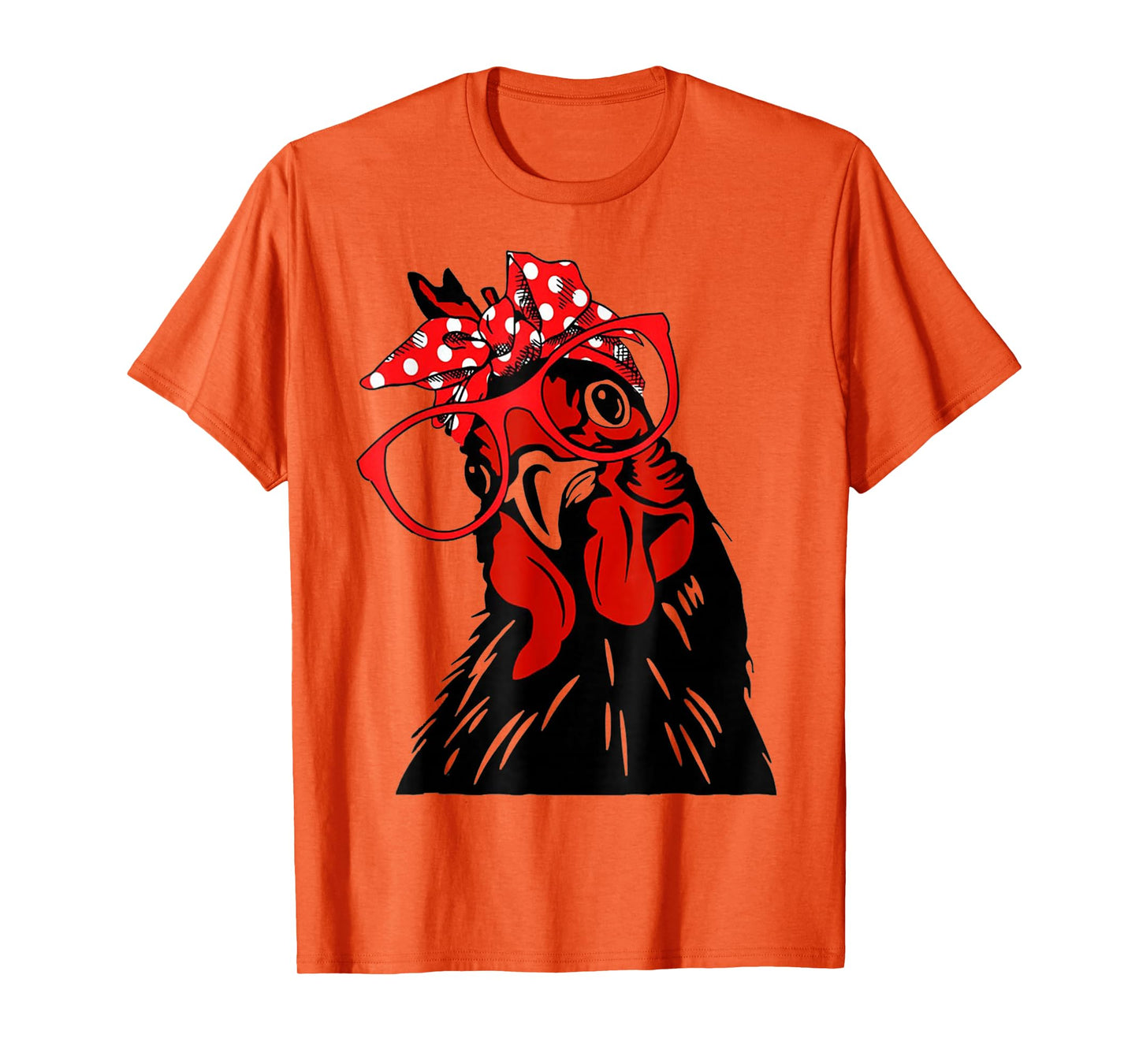 cute Women Girl Chicken With Bandana Headband and Glasses T-Shirt