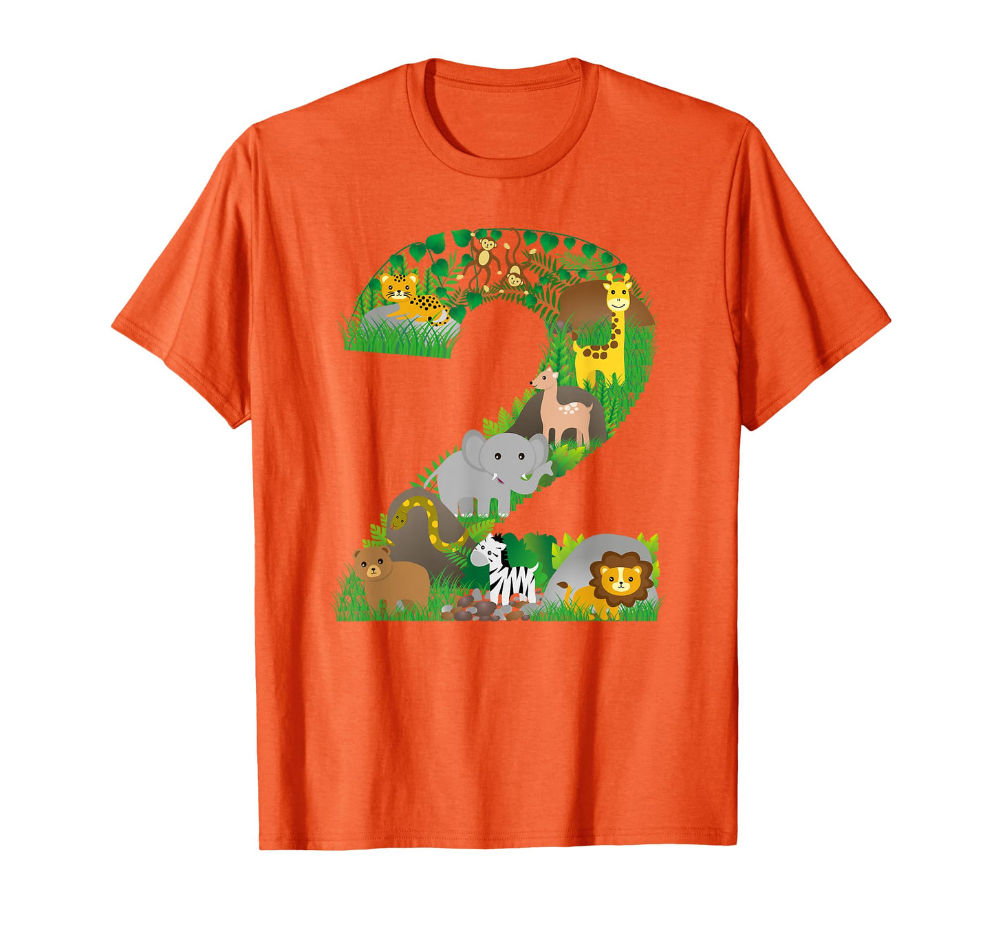 Safari Jungle Zoo animals Second Birthday number 2 T-shirt T-Shirt