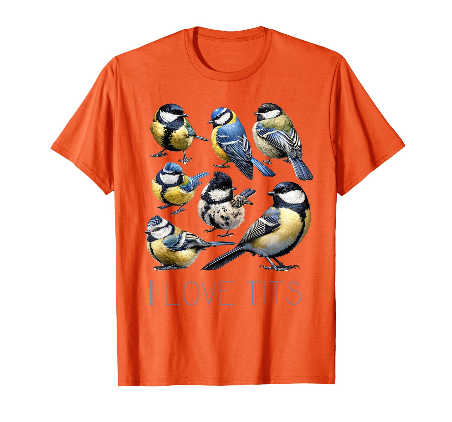 Funny I Love Tits Blue Tits Bird Watching Bird Humor T-Shirt