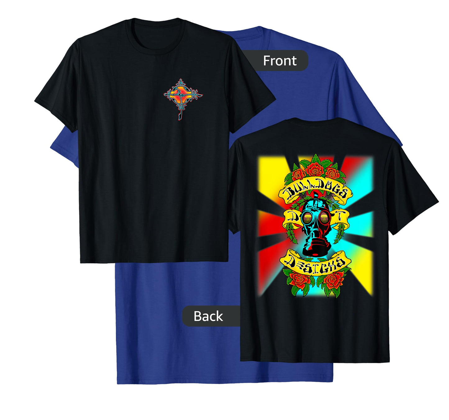 Bulldogs Designs DT Gas Head Roses Skateboard Design T-Shirt