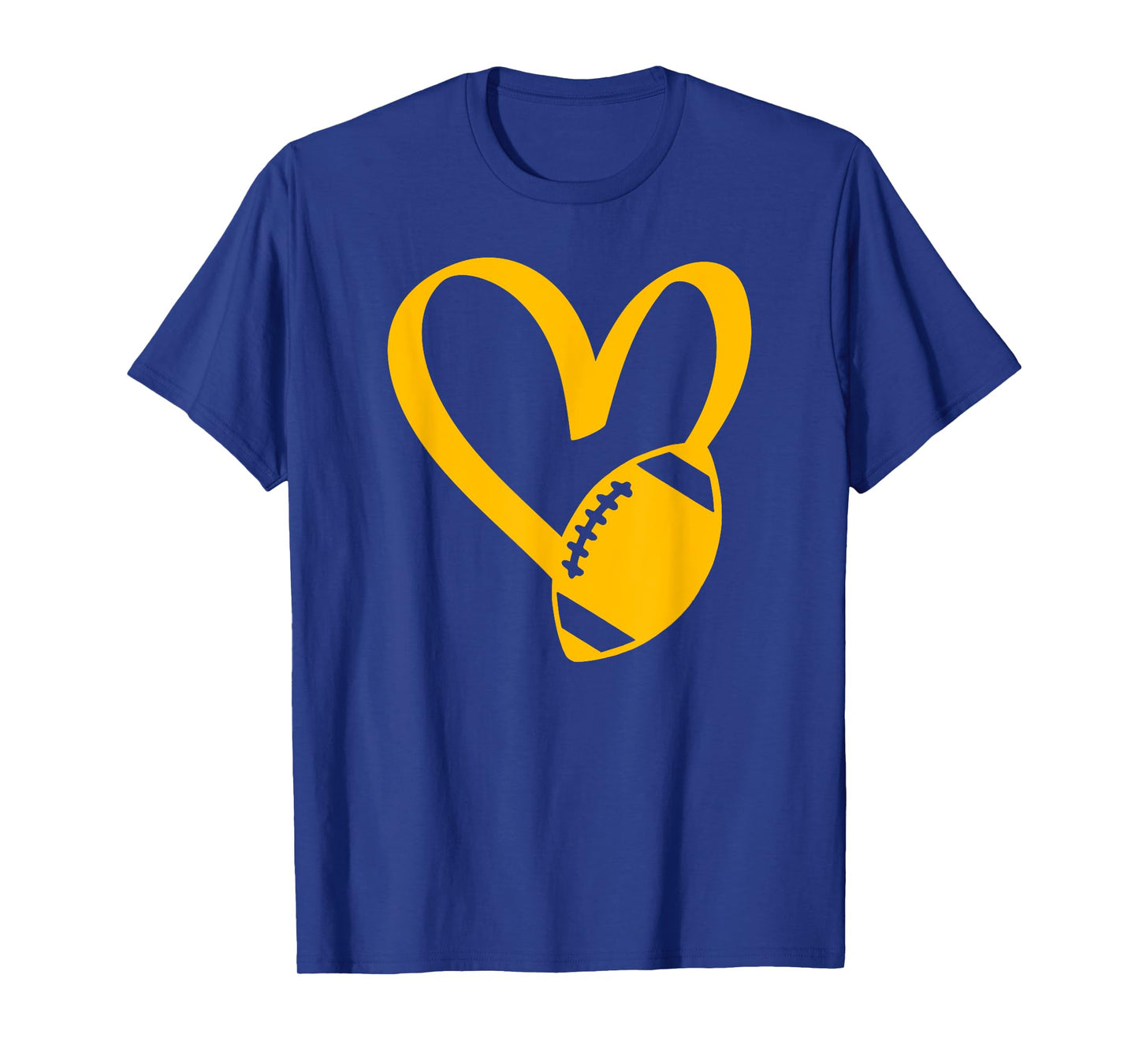 Threadrock Football Heart T-Shirt, Unisex-Adults, Black, Small, Short Sleeve, Classic Fit