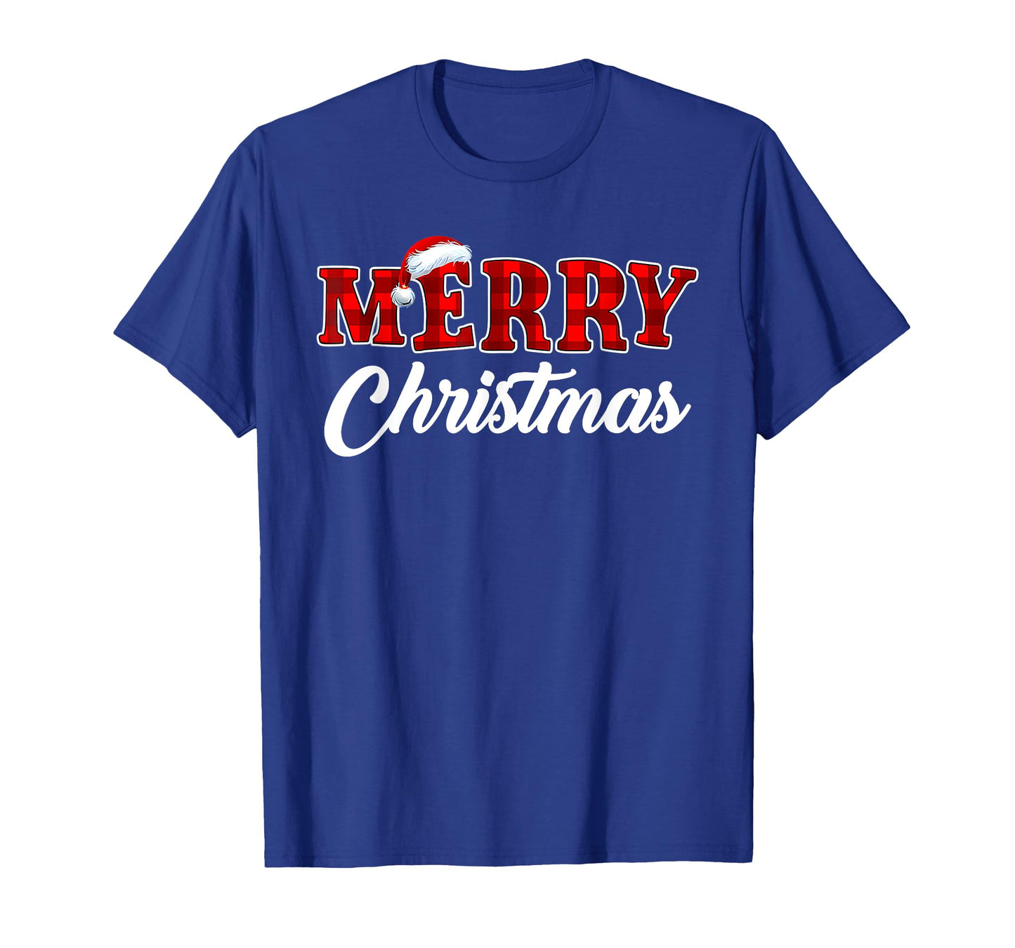 Merry Christmas Buffalo Plaid Red Xmas Santa Hat Pajamas T-Shirt