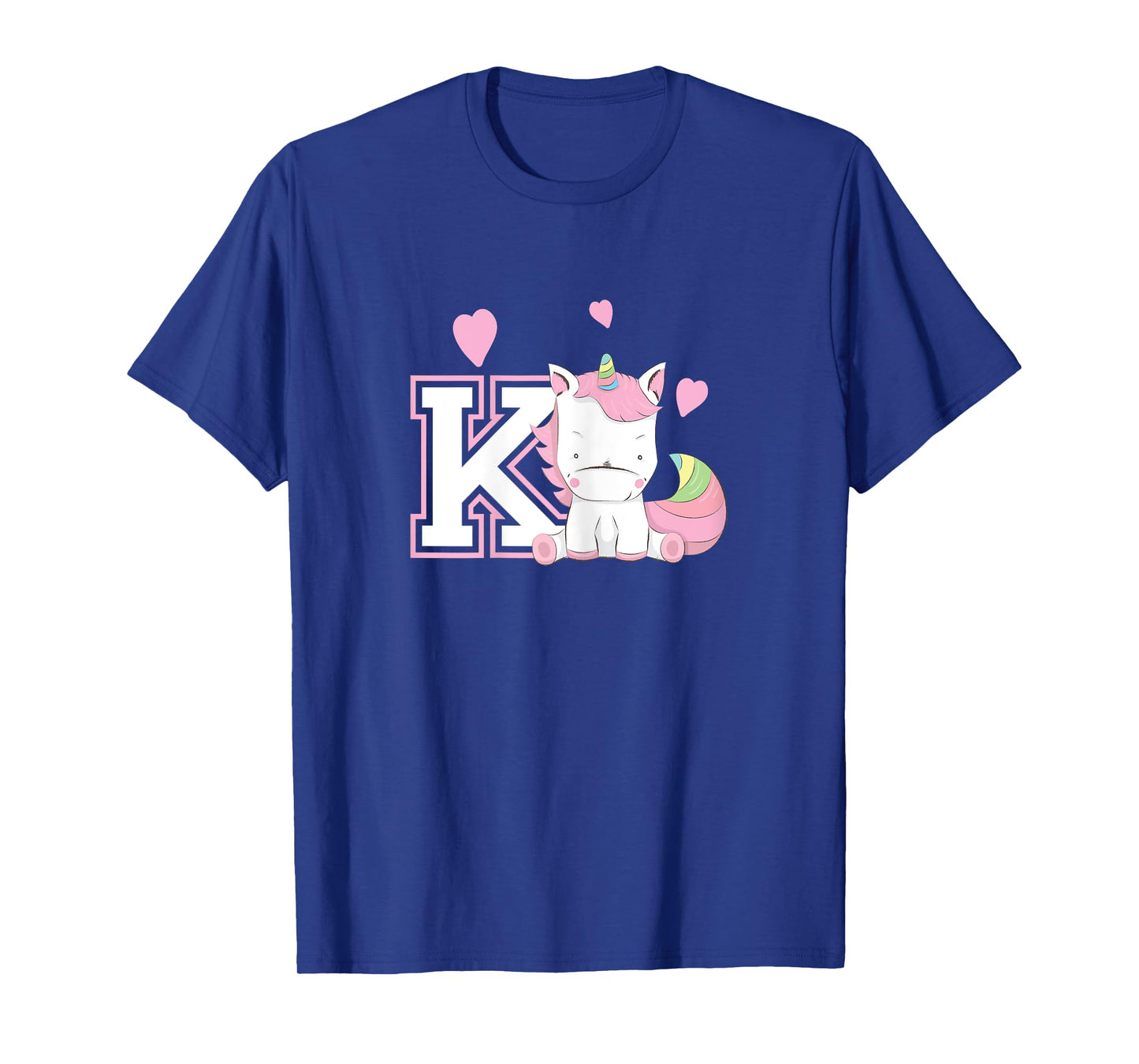 Letter K Monogram T-Shirt Girls Unicorn Gift Tee T-Shirt