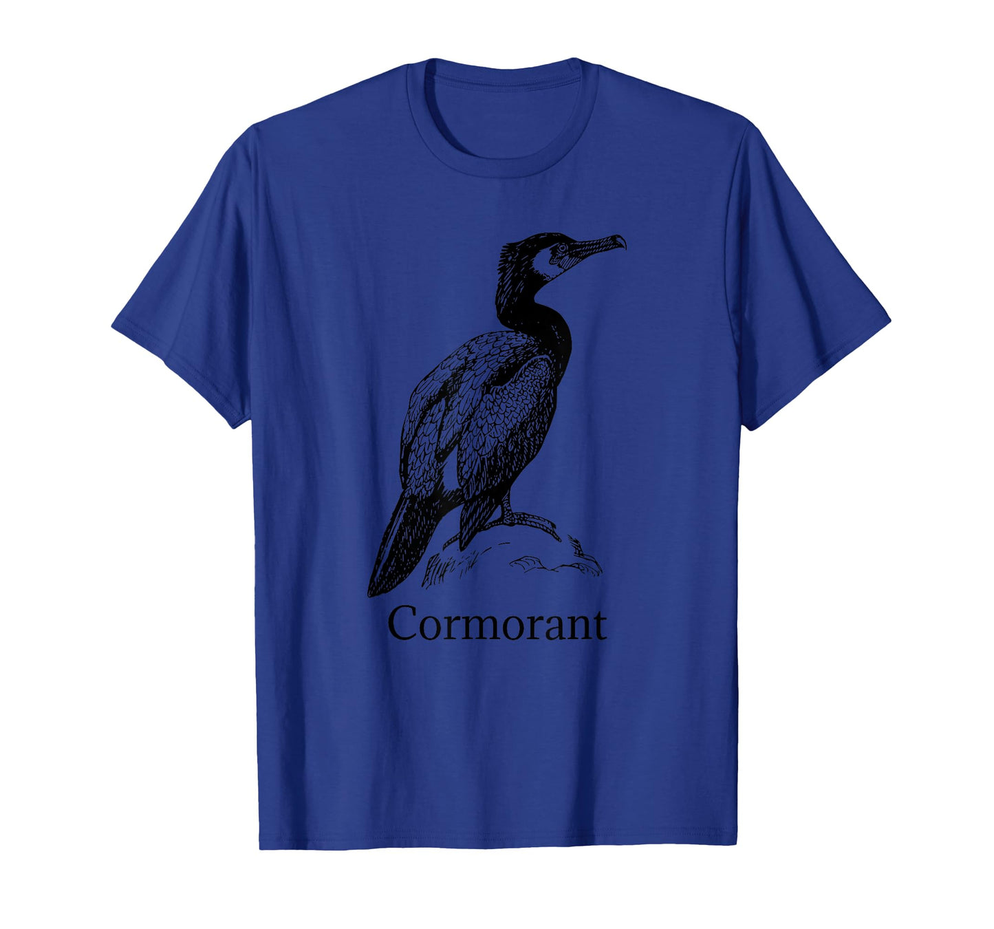 Cormorant T-Shirt Bird Tee Ornithology Black Line Drawing T-Shirt