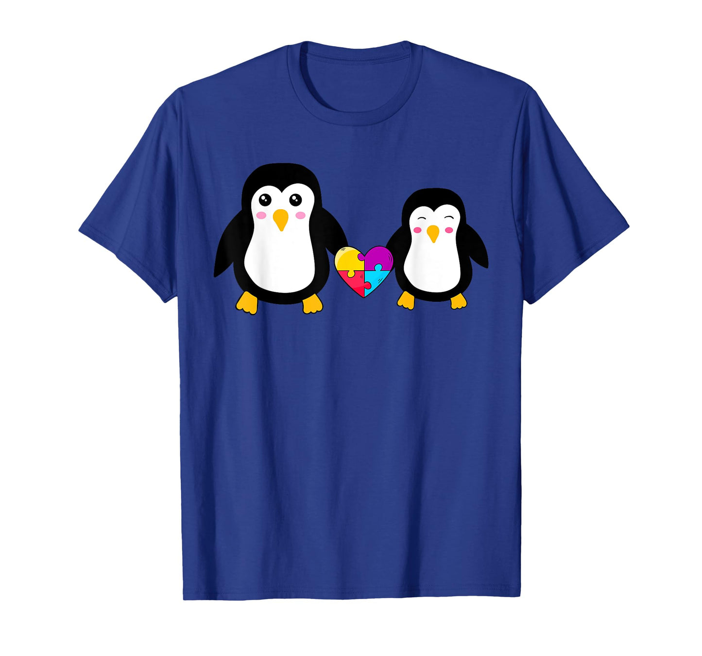 Autism Awareness Cute Penguin Heart Puzzles T-Shirt