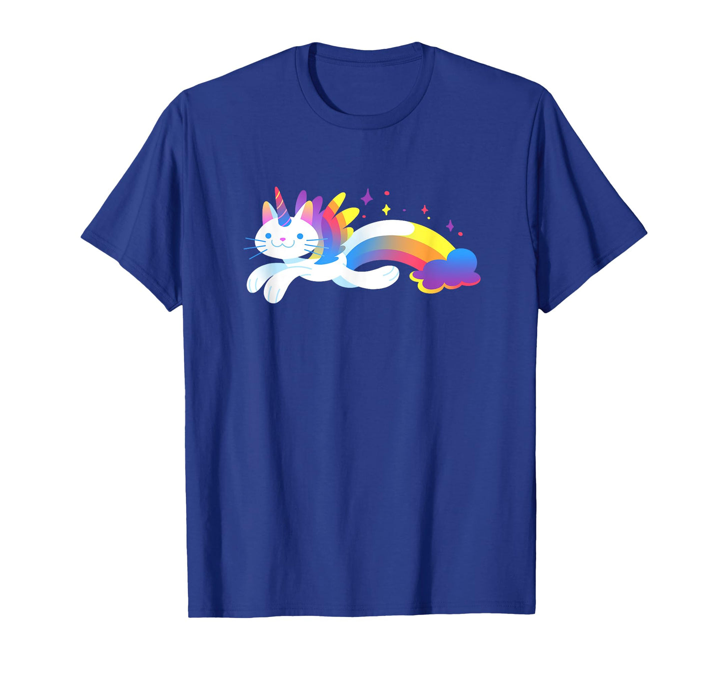 Unicorn Kitty Rainbow T-Shirt - Flying Unicat Caticorn T-Shirt for Men Women Girls Kids