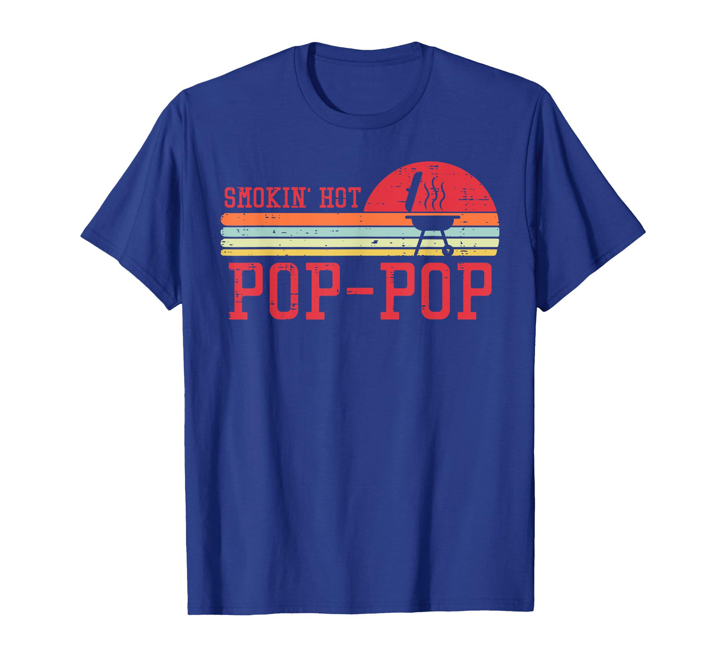 Smokin Hot Pop-pop Chest Sunset Retro Grill Bbq Granpa Men T-Shirt