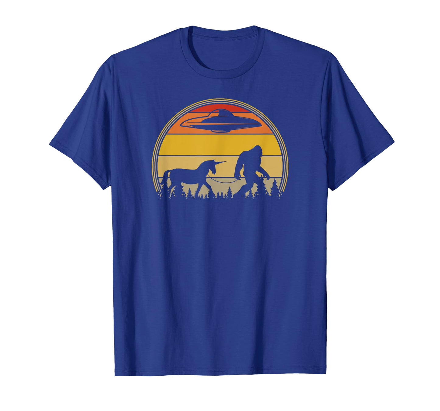 Retro Sunset Unicorns, Aliens, UFOs, Bigfoot T-Shirt