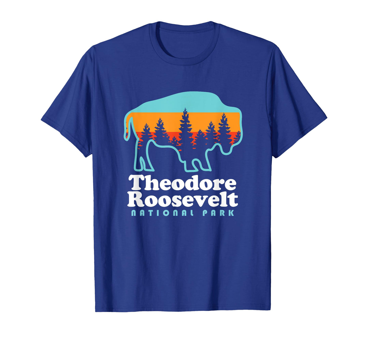 Theodore Roosevelt National Park Camping Bison Retro T-Shirt